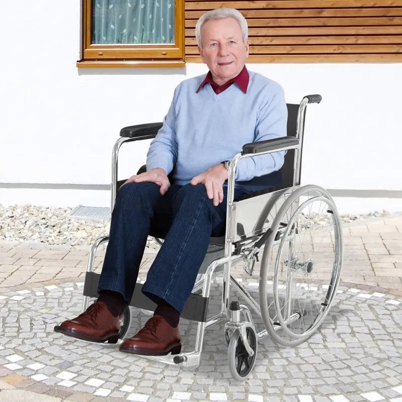 HOMCOM Folding Commode Mobile Toilet Aluminium Alloy Wheelchair with Detachable Bucket for Bedside/Bathroom