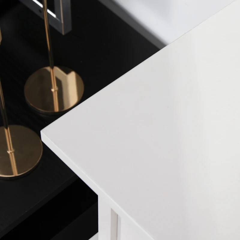 HOMCOM 31.75" W x 31" H Electric Fireplace Mantel TV Stand, Media Console Center Cabinet with a Shelf, White