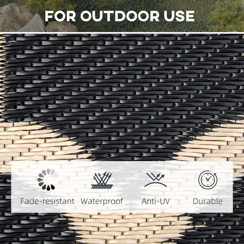Outsunny Reversible Polypropylene Outdoor Rug Folding, Durable, Perfect for Camping, Deck & Beach Black