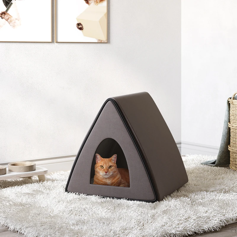 PawHut Heated Cat House A-Frame Pet Shelter with Zippered Water-resistant Roof for Indoor and Outdoor