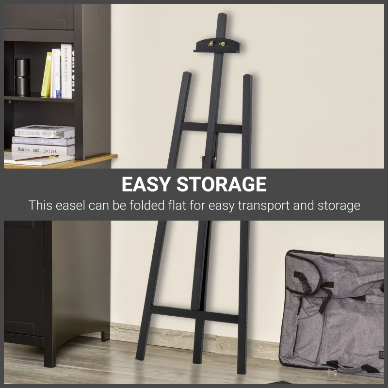 HOMCOM A-Frame Easel of Maximum Height 53", Holds Canvases Up to 43", Painting Studio Art Easel that Tilts up to 90° Degrees for Adults, Beginners, Students, Black