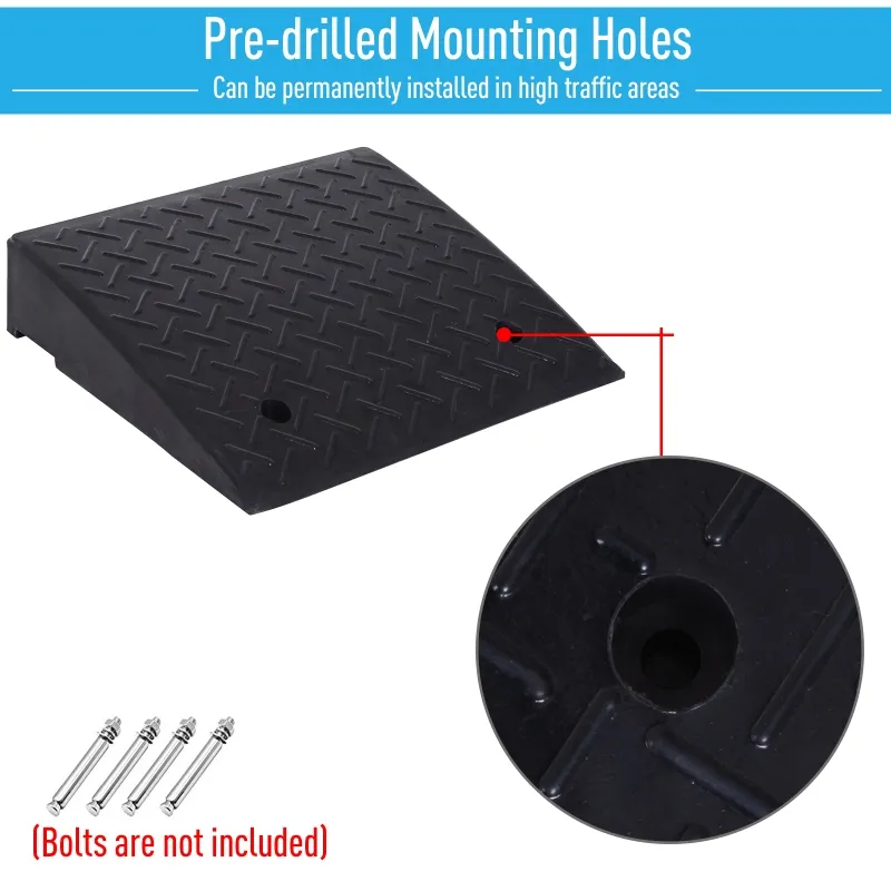 HOMCOM Rubber Curb Ramps Set, 4'' Heavy Duty Driveway Ramps with 33,000lbs Weight Capacity for Low Cars, Motorcycle, 2 Pack, 19" x 16.5" x 4"