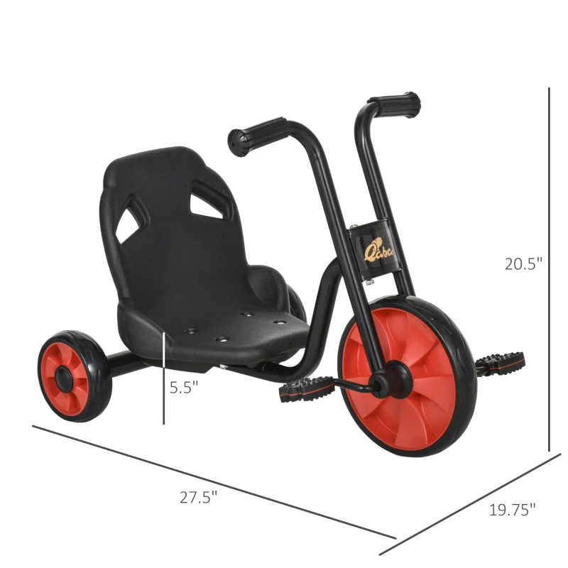 Qaba Kids Tricycle with 10" Big Wheels Toddler Pedal Pusher Trike Bike for 2-6 Boys and Girls, Ride-on Toy for Indoor Outdoor 27.5" x 20" x 20.5", Black