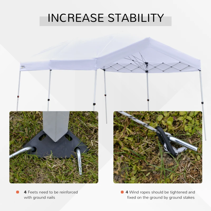 Outsunny 10' x 20' Heavy Duty Pop Up Canopy with Easy Set-Up Design, 3-Level Adjustable Height, Roller Bag, Event Tent for Patio Backyard Garden Wedding Party