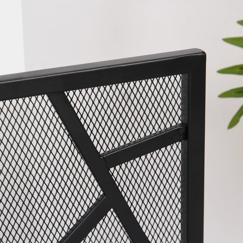 HOMCOM Single-Panel Metal Fireplace Screen Cover Stainless Steel Spark Guard Art Modern Decoration, Black
