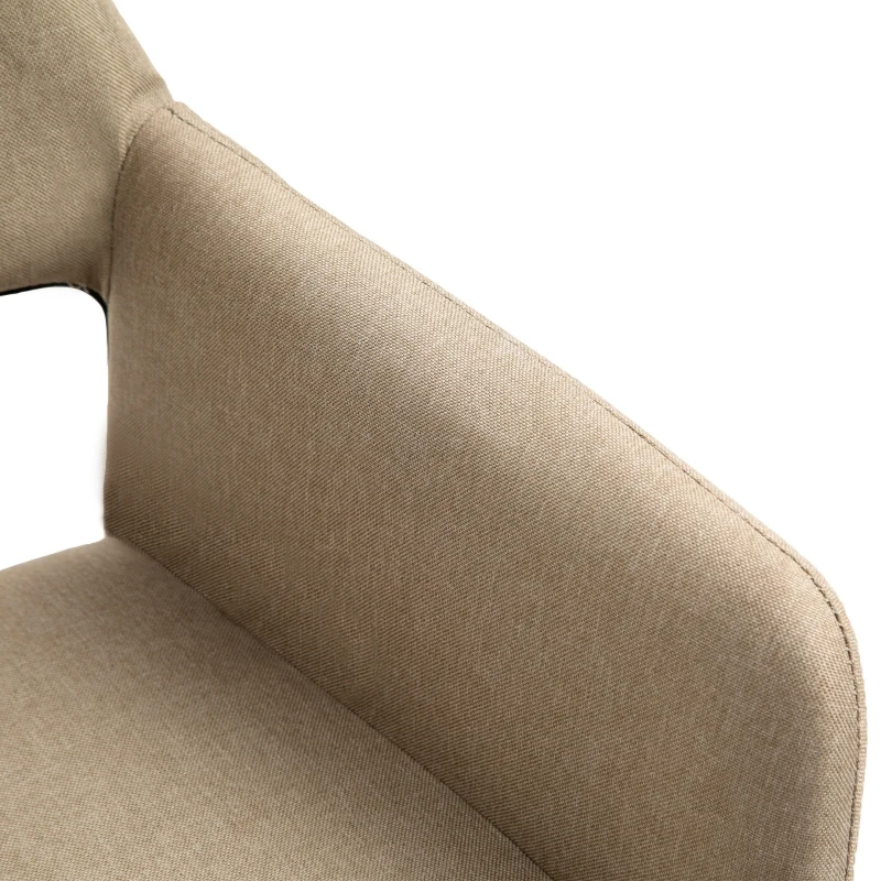 HOMCOM Dining Chairs Set of 2 Home Modern Accent Armchair for Bedroom Living Room with Fabric Surface and Solid Wood Legs, Taupe