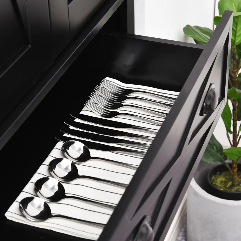 HOMCOM 6ft Wood Farmhouse Colonial Kitchen Pantry Cabinet, with 4 Adjustable Shelves, 2 Wood Pantries, & 1 Drawer, Black