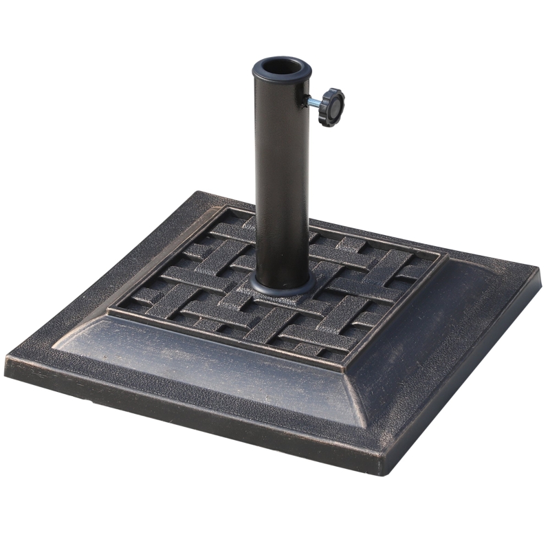 Outsunny 17.5" Square Resin Umbrella Holder Base with Beautiful Decorative Pattern & Easy Setup, Bronze