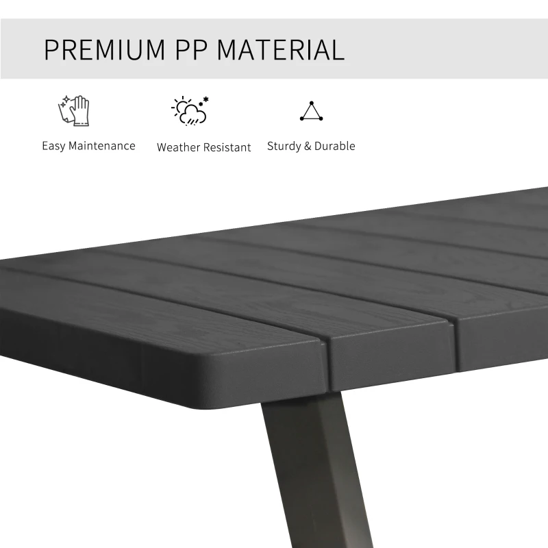Outsunny 4-Piece Outdoor Patio Conversation Set Garden Furniture Set with Weather-Fighting PP Materials, Adirondack Comfort, & Coffee Table, Black