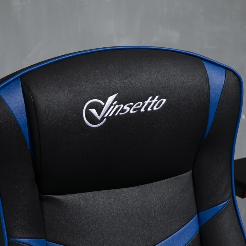 Vinsetto High Back Video Gaming Chair Height Adjustable Flip-up Armrest 360° Swivel Racing Gamer with Pedestal Base, Black and Blue