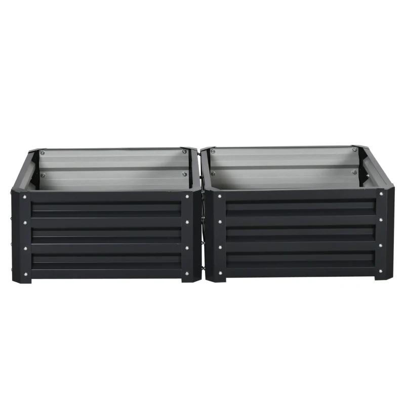 Outsunny 2' x 2' x 1' 2-Piece Raised Garden Bed Box with Steel Frame for Vegetables, Flowers, & Herbs, Grey