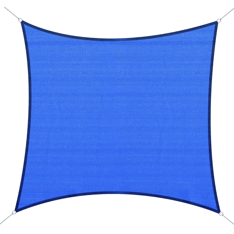 Outsunny 24' x 24' Outdoor Patio Sun Shade Sail Canopy Square UV Resistant - Navy Blue