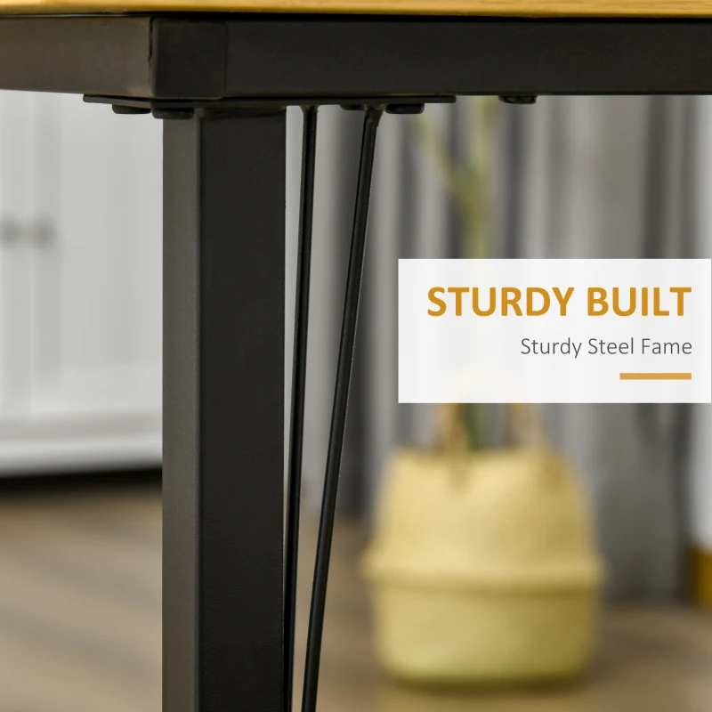 HOMCOM Industrial 3-Piece Dining Table Set, Square Kitchen Table with 2 Chairs for Small Space, Yellow