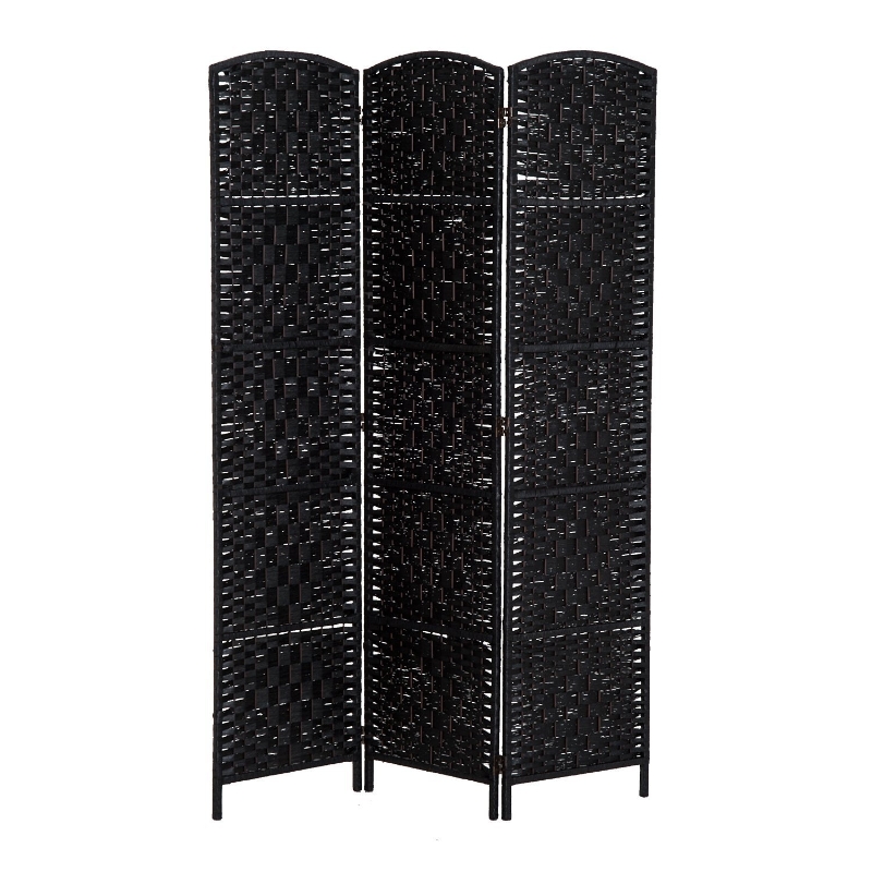 HOMCOM 6' Tall Wicker Weave 3 Panel Room Divider Wall Divider, Black