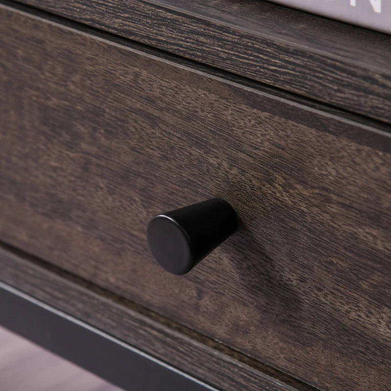 HOMCOM 4-Tier Industrial Style Bookcase with Open Storage Display Rack, Drawer, Cabinet for Living Room, Dark Brown