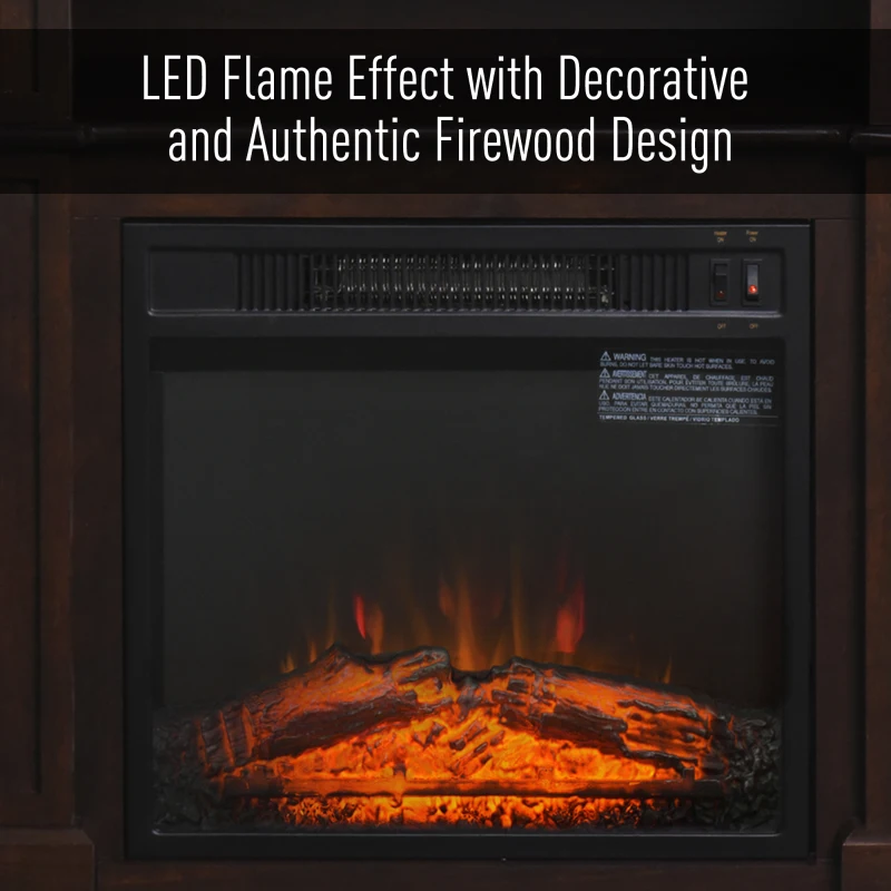 HOMCOM 31.75" W x 31" H Electric Fireplace Mantel TV Stand, Media Console Center Cabinet with a Shelf, Dark Coffee