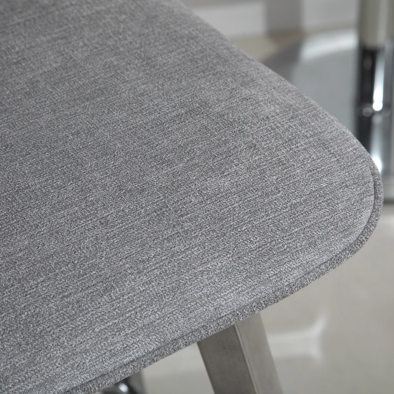 HOMCOM Swivel Bar Stools Set of 2, Counter Height Barstools Linen Fabric Padded Chair with 26.5" Seat Height and Footrest, Grey