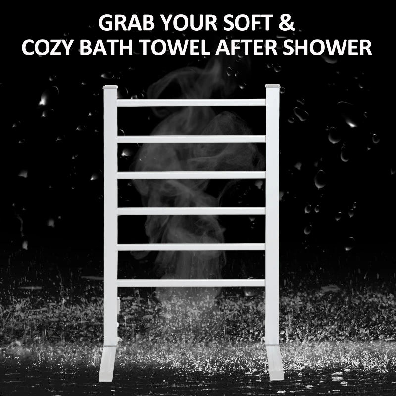 HOMCOM 6-Bar Aluminum Freestanding Electric Towel Warmer Drying Rack