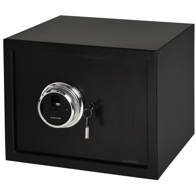 HOMCOM Steel Fingerprint 0.95Cubic Feet Safe Box for Home or Office with 2 Emergency Keys and Removable Shelf