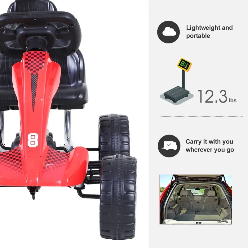 Aosom Pedal Powered Go Kart Racer for Kids - Red