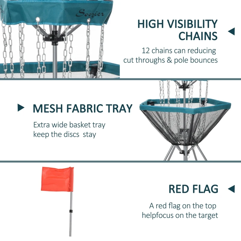Soozier Portable Disc Golf Basket Target with 12-Chain, Easy Carry Bag, Blue