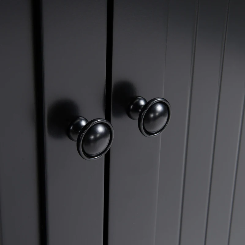 HOMCOM Fluted-Style Wooden Kitchen Island, Countertop with Drop Leaf, Drawer, Open Shelves, Storage, Black