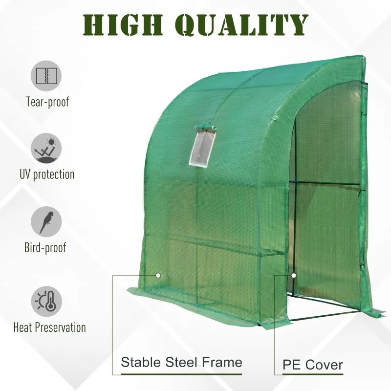 Outsunny 7' x 3' x 7' Outdoor Walk-In Greenhouse, Plant Nursery with Roll-up Windows, PE Cover, and 3 Wire Shelves