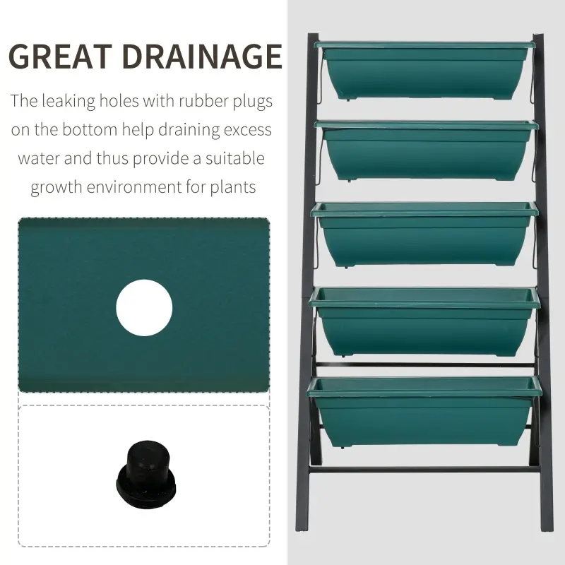 Outsunny 4Ft Vertical Raised Garden Bed with 5 Tier, Planter Box with Drainage Holes, Perfect to Grow Flowers Vegetables Herbs, for Patio Balcony Greenhouse Outdoor/Indoor
