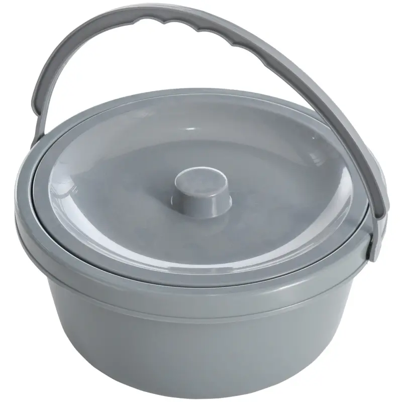 HOMCOM Folding Commode Mobile Toilet Aluminium Alloy Wheelchair with Detachable Bucket for Bedside/Bathroom