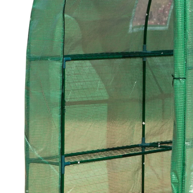 Outsunny 7' x 3' x 7' Outdoor Walk-In Greenhouse, Plant Nursery with Roll-up Windows, PE Cover, and 3 Wire Shelves