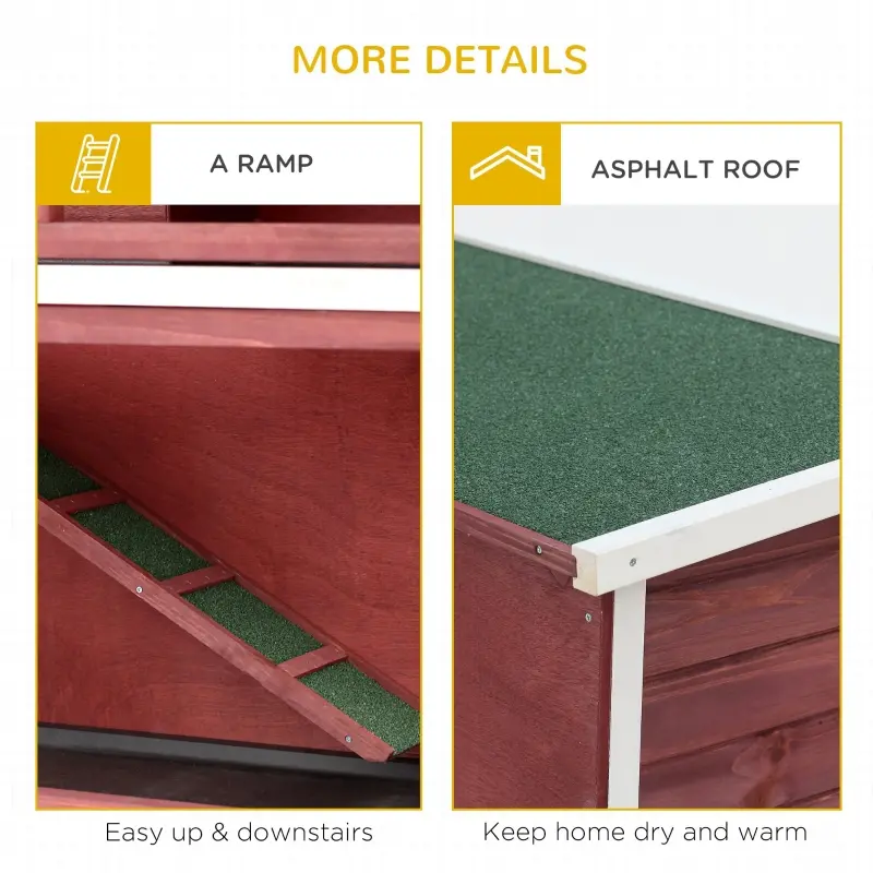 PawHut Rabbit Hutch 48" 2-Story Elevated Stacked Wooden Rabbit Hutch Small Animal Habitat with Ramp Between Both House Areas