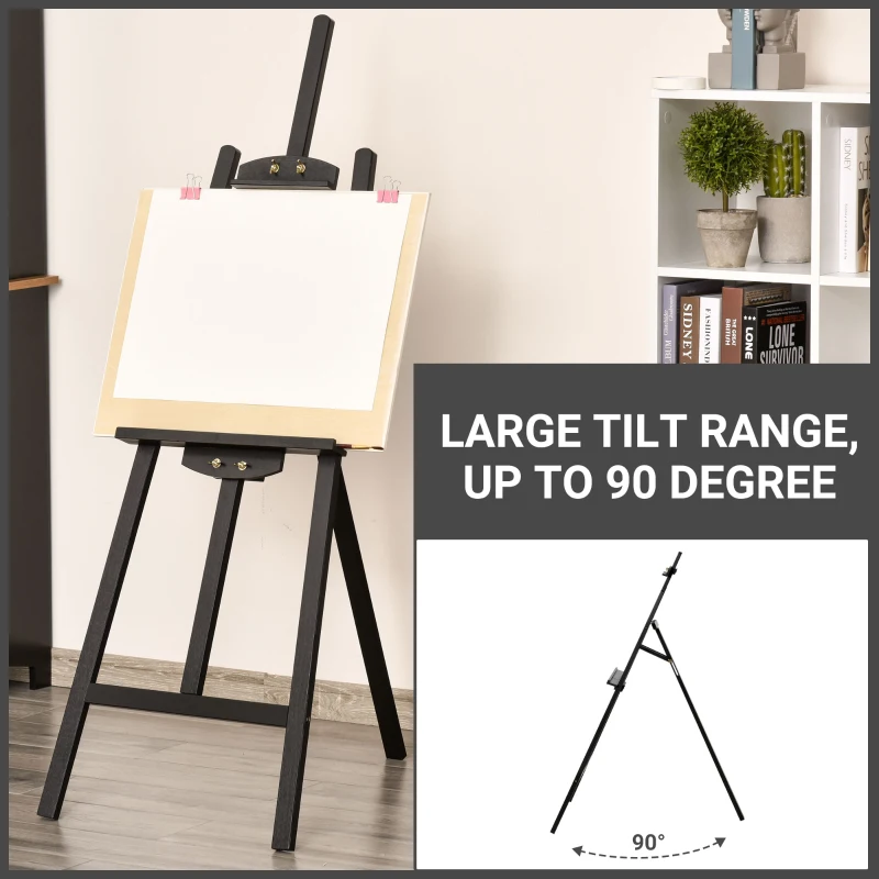 HOMCOM A-Frame Easel of Maximum Height 53", Holds Canvases Up to 43", Painting Studio Art Easel that Tilts up to 90° Degrees for Adults, Beginners, Students, Black