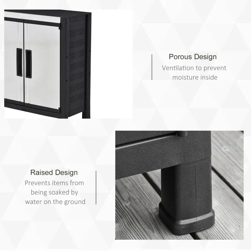 Outsunny Storage Sheds Outdoor Cabinet for Garden Tool with 8-Level Adjustable Shelves Made of Waterproof PP & Galvanized Steel for Indoor/Outdoor Use