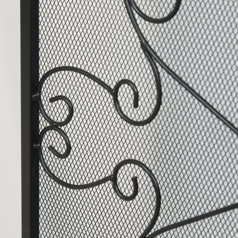 HOMCOM 3-Panel Metal Fireplace Spiral Mesh Cover Screen Home Foldable Steel Spark Guard Decoration, Black