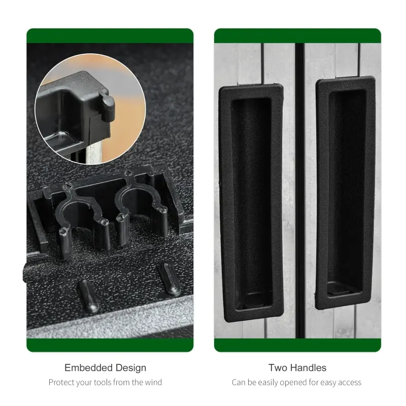 Outsunny Storage Sheds Outdoor Cabinet for Garden Tool with 8-Level Adjustable Shelves Made of Waterproof PP & Galvanized Steel for Indoor/Outdoor Use