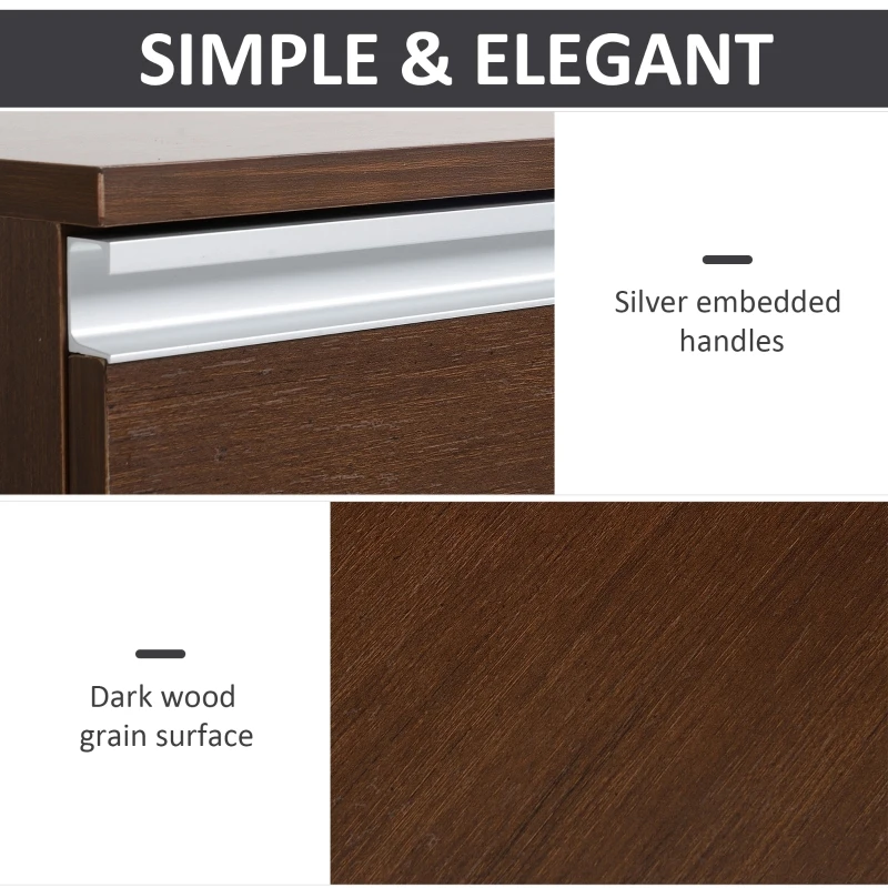 HOMCOM 23.25" 3-Drawer Office Storage Cabinet with Wheels, Brown
