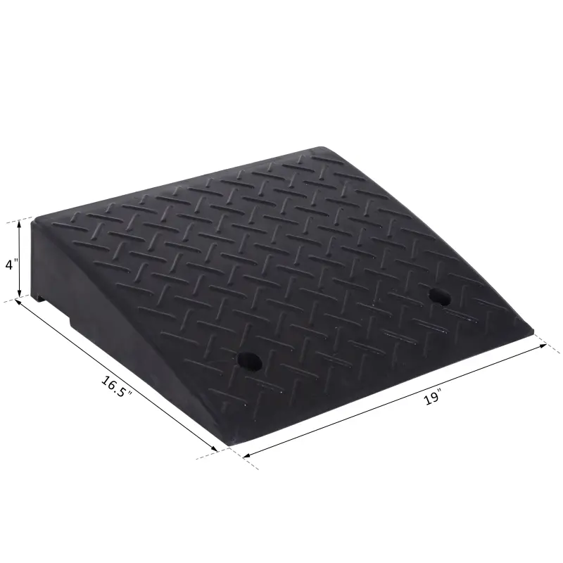 HOMCOM Rubber Curb Ramps Set, 4'' Heavy Duty Driveway Ramps with 33,000lbs Weight Capacity for Low Cars, Motorcycle, 2 Pack, 19" x 16.5" x 4"