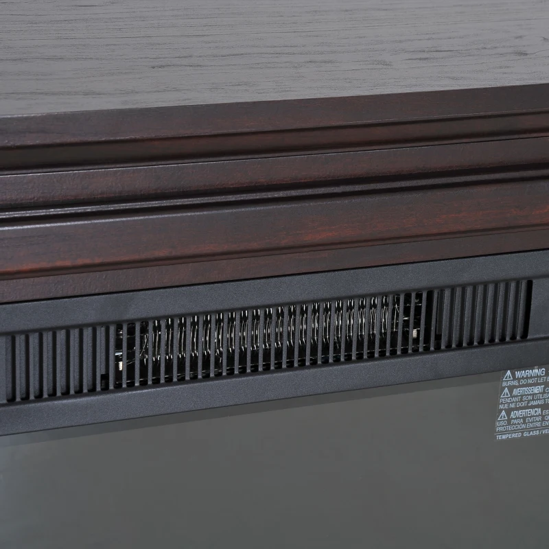 HOMCOM 31" W x 24.5" H Electric Fireplace Mantel TV Stand, Media Console Center Cabinet with Remote Control, Dark Coffee