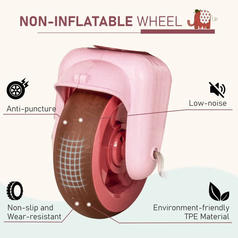 Qaba Tricycle 3-Wheeler Ride-on Toy with 2 Storage Baskets on Front & Back & Non-Slip Handlebar, Pink