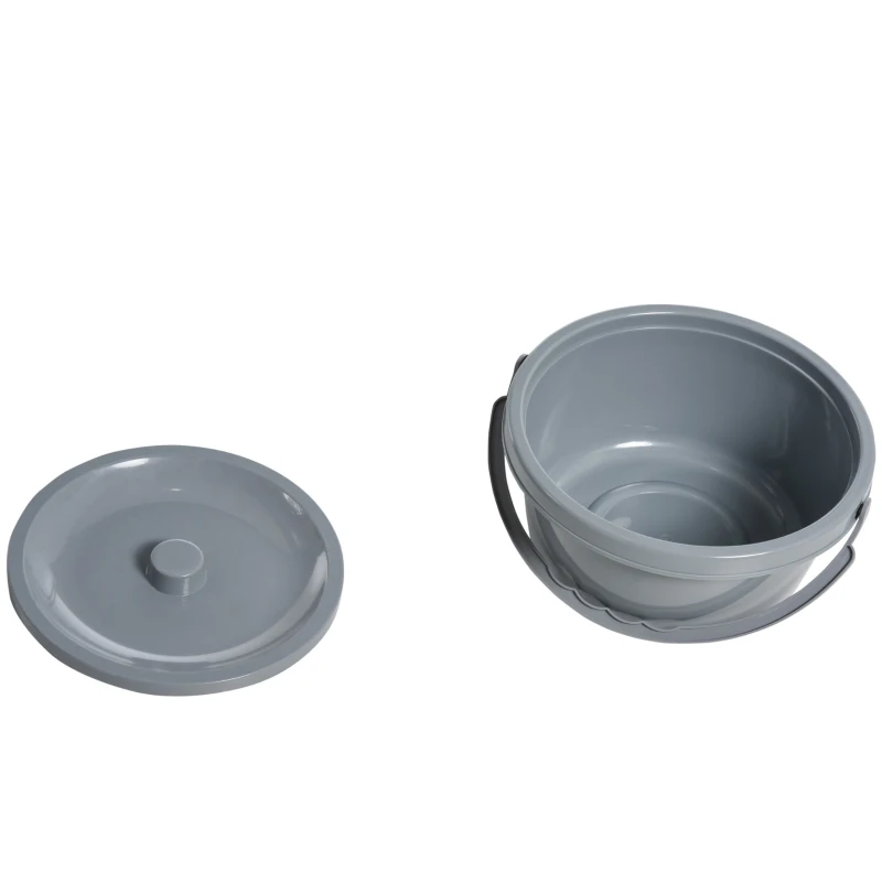 HOMCOM Folding Commode Mobile Toilet Aluminium Alloy Wheelchair with Detachable Bucket for Bedside/Bathroom