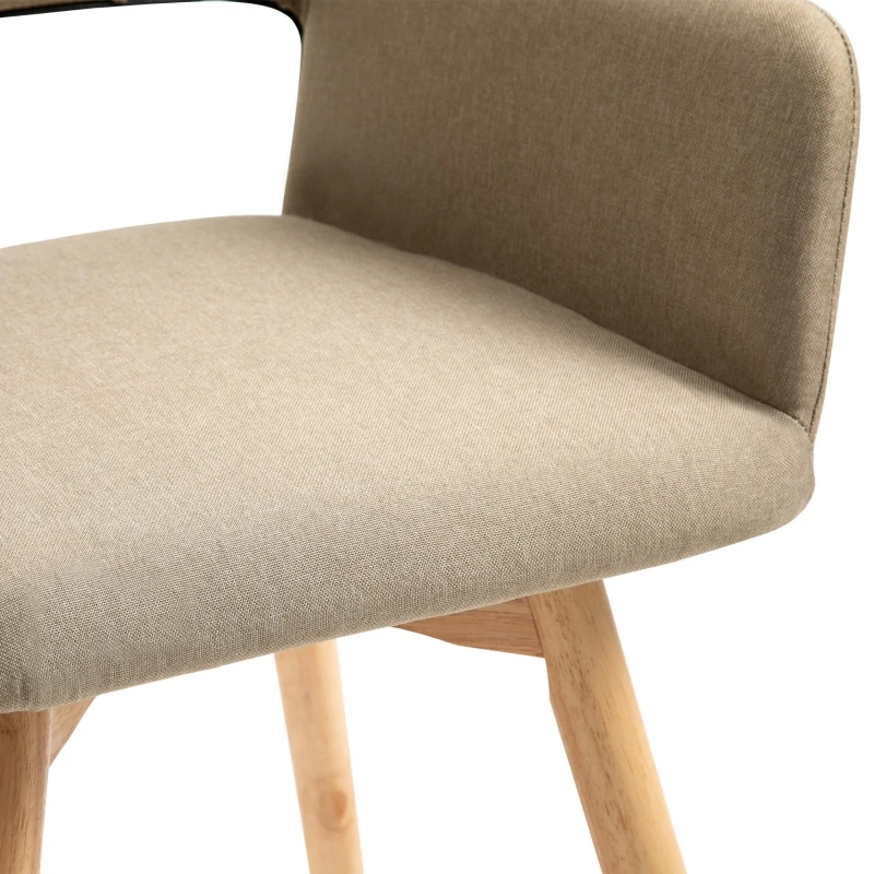 HOMCOM Dining Chairs Set of 2 Home Modern Accent Armchair for Bedroom Living Room with Fabric Surface and Solid Wood Legs, Taupe