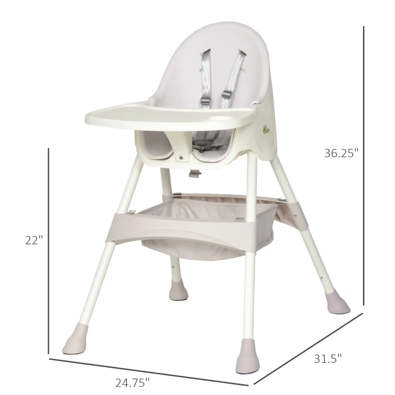 Qaba High Chair Baby Seat with Removable Food Tray for Kids 3 to 6 Months, Pink