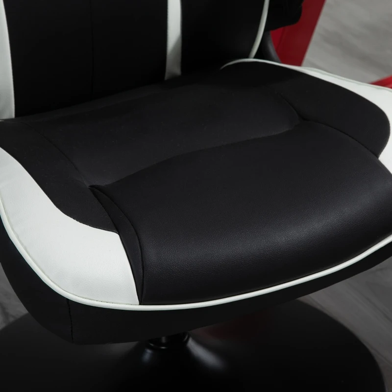 Vinsetto High Back Video Gaming Chair Height Adjustable Flip-up Armrest 360° Swivel Racing Gamer with Pedestal Base, Black and White