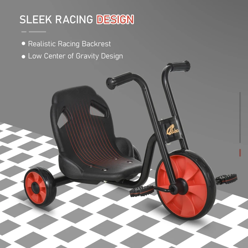 Qaba Kids Tricycle with 10" Big Wheels Toddler Pedal Pusher Trike Bike for 2-6 Boys and Girls, Ride-on Toy for Indoor Outdoor 27.5" x 20" x 20.5", Black