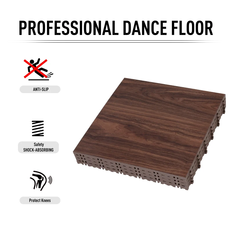 Soozier Portable Dance Floor Tiles, Tap Ballet Trade Show Flooring, PVC, 4 Piece Mats, 3.5' x 3.5'