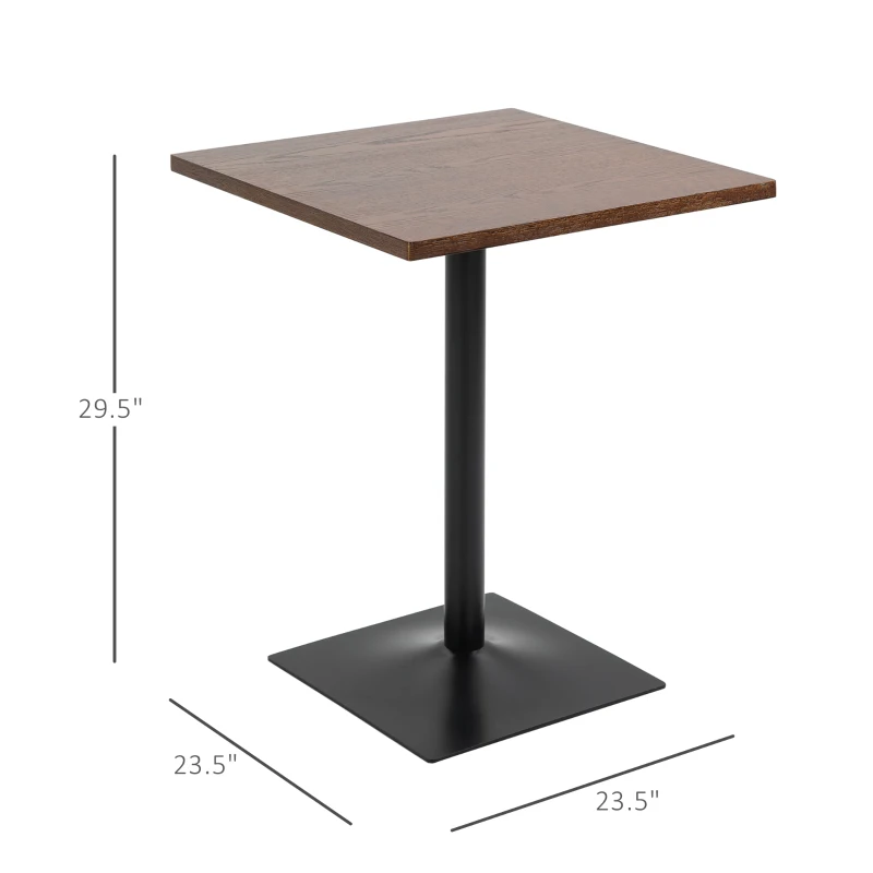 HOMCOM Retro Industrial Square Dining Coffee Bistro Table with Metal Base for Kitchen & Home Bar, Black and Brown