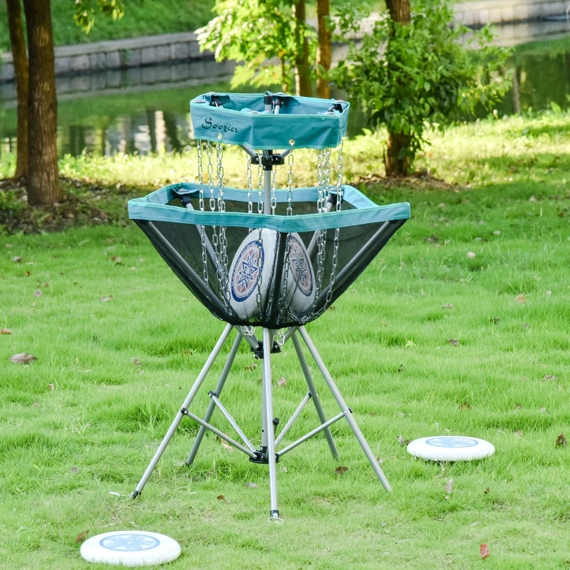 Soozier Portable Disc Golf Basket Target with 12-Chain, Easy Carry Bag, Blue