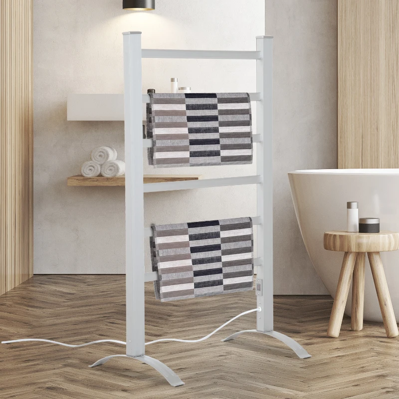 HOMCOM 6-Bar Aluminum Freestanding Electric Towel Warmer Drying Rack
