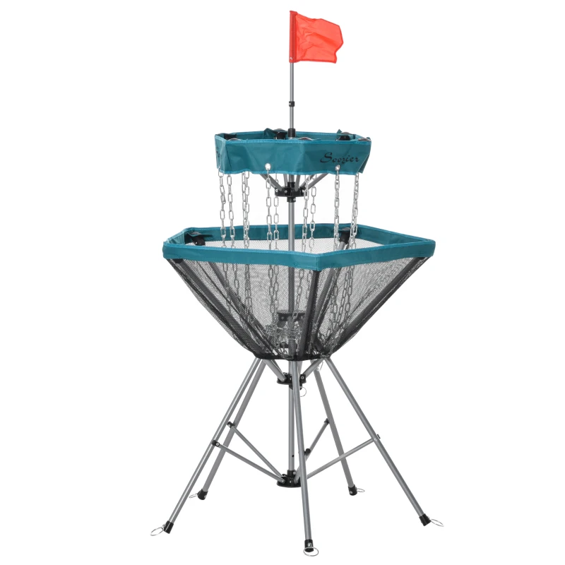 Soozier Portable Disc Golf Basket Target with 12-Chain, Easy Carry Bag, Blue