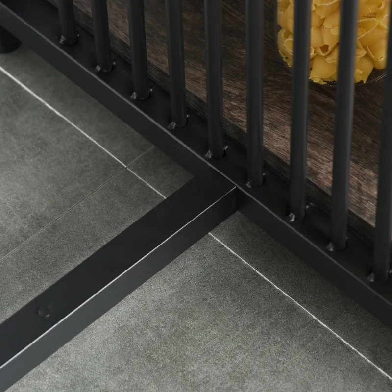 HOMCOM Industrial Steel Tube Bar Table with Wood Top, Steel Frame, 2-Tier Storage Shelf, Adjustable Footpad, Pub Table for Kitchen Dining Room, Walnut